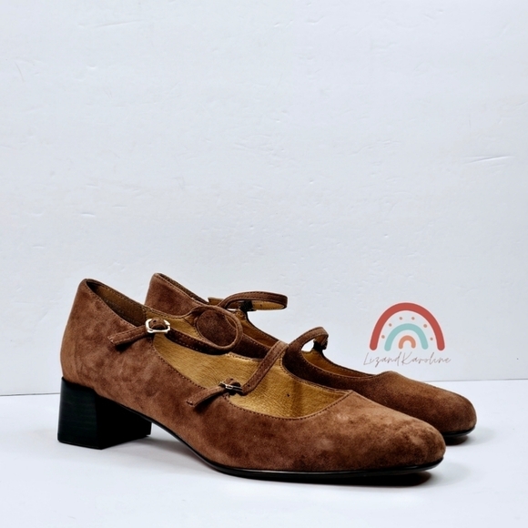 New! Madewell The Nettie Heeled Mary Jane in Soft Mahogany Leather Suede - Picture 3 of 16